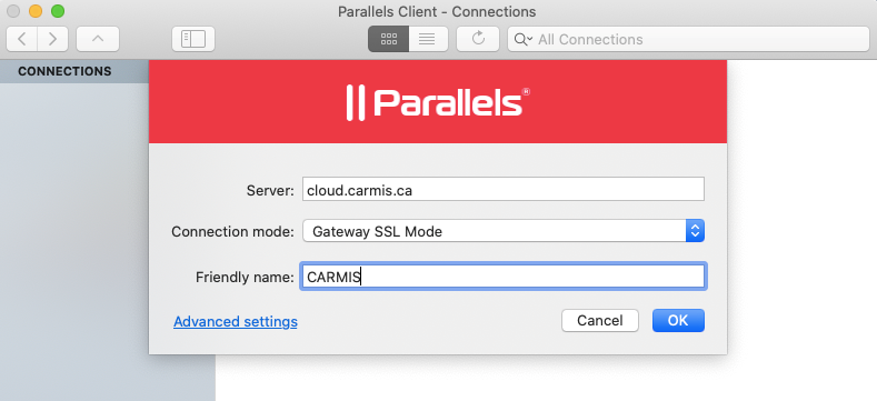 Parallels Client Connections