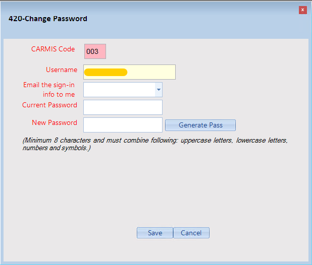 CARMIS Change Password Step3